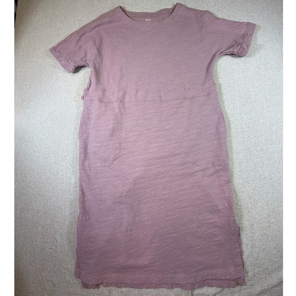 Duluth Trading Co Women L Pink Short Sleeve A Line Pockets Casual Comfy Dress